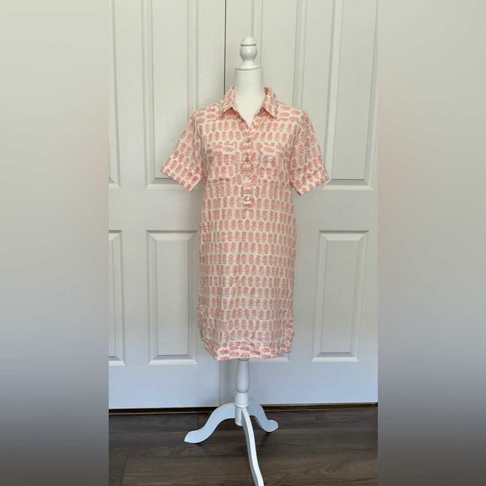 Faherty Printed Short-Sleeve Mini Shirt Dress Women’s Size XSmall